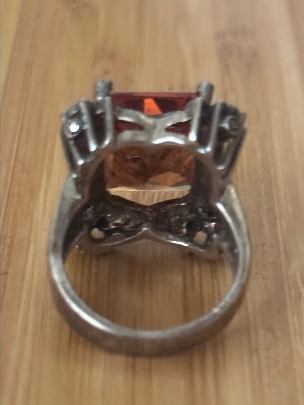 Vintage Women's Sterling Silver Champagne Ice Marcasite Statement ring SZ 8 1/4